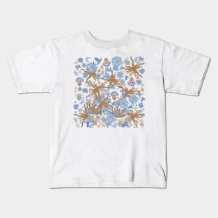 Abstract blue flower pattern Kids T-Shirt